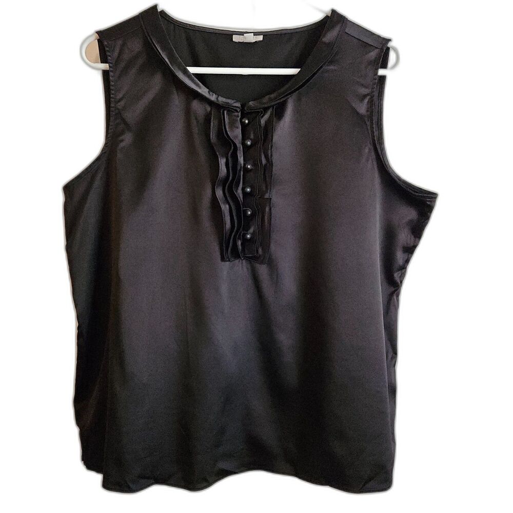Talbot's Satin Sleeveless Blouse w/Classy Ruffle Accent - Size Petite L